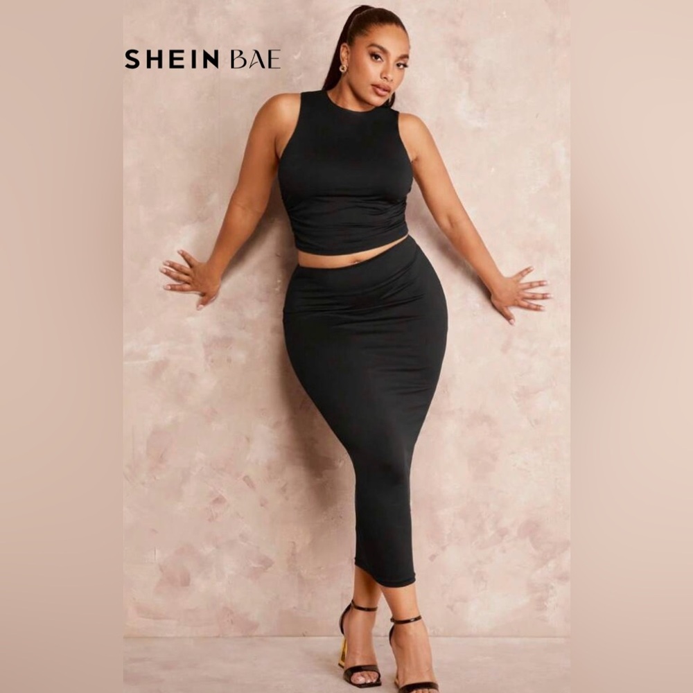 SHEIN Black Skirt Set